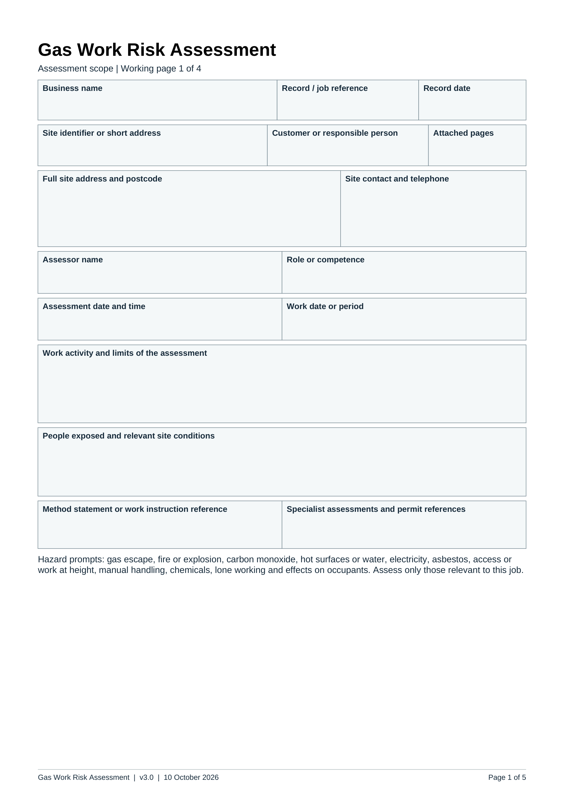 Preview of Gas Risk Assessment